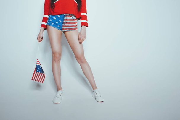 girl in american patriotic outfit - Photo, Image