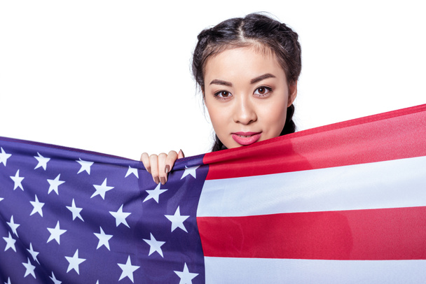 Chica con bandera americana
  - Foto, imagen