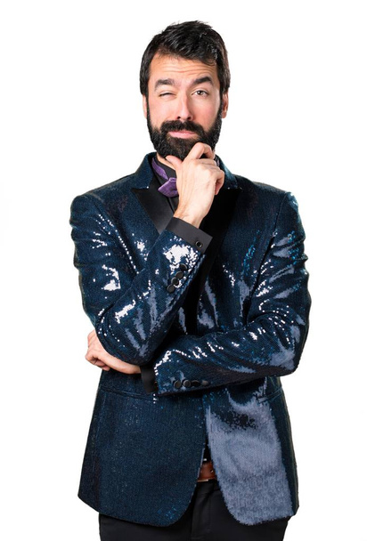 Handsome man with sequin jacket - Zdjęcie, obraz