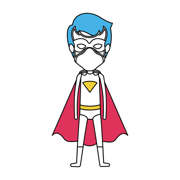 цветовой силуэт с молодым стоящим супергероем
 - Вектор,изображение