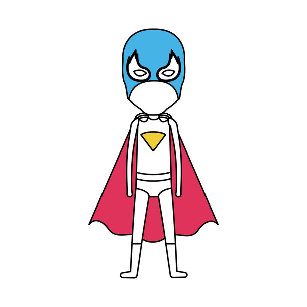 цветовой силуэт с стоящим ребенком супергероем
 - Вектор,изображение