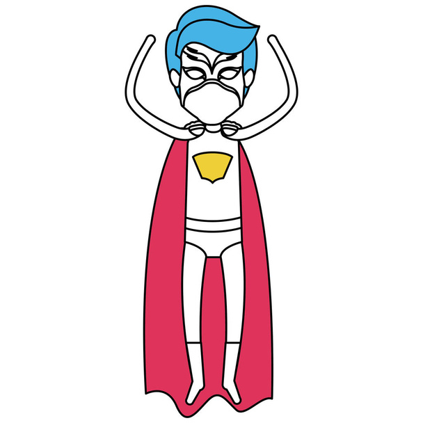 цвет силуэта с супергероем мужского пола, летящим вертикально
 - Вектор,изображение