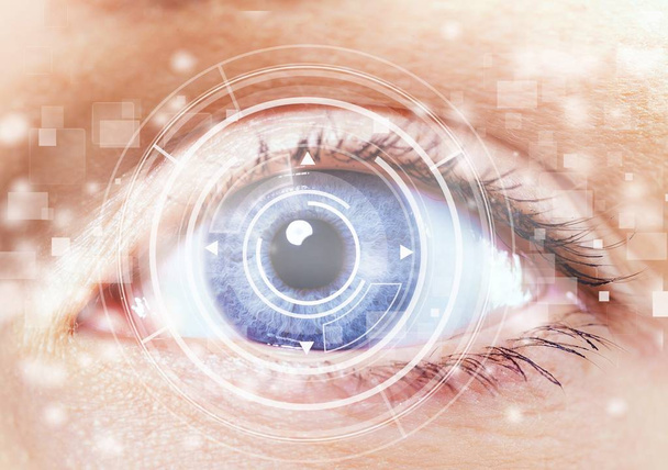 Female oko z digital hologram - Zdjęcie, obraz