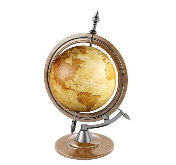 Vintage terrestrial globe isolated on white background - Photo, Image