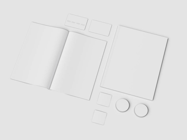 Branding Mock up & White Stationery. Office supplies, Gadgets. 3D illustration - Foto, immagini