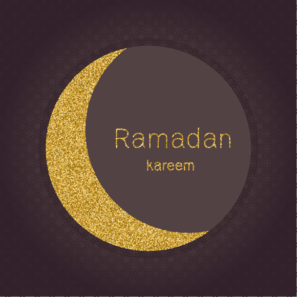 Ramadã Kerim, fundo árabe com lua dourada brilhante. Design de modelo para cartão de saudação, banner, cartaz, convite. Ilustração vetorial
. - Vetor, Imagem