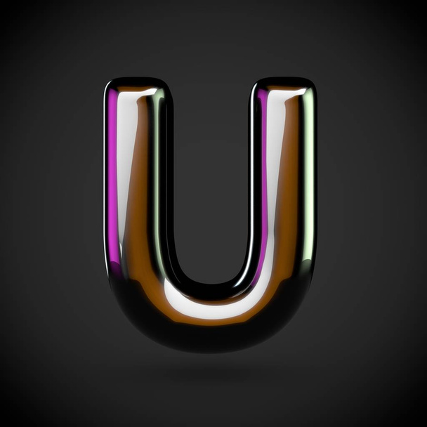 Glossy black letter U  - Фото, изображение