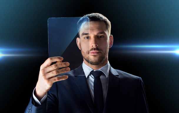 businessman working with transparent tablet pc - Foto, immagini