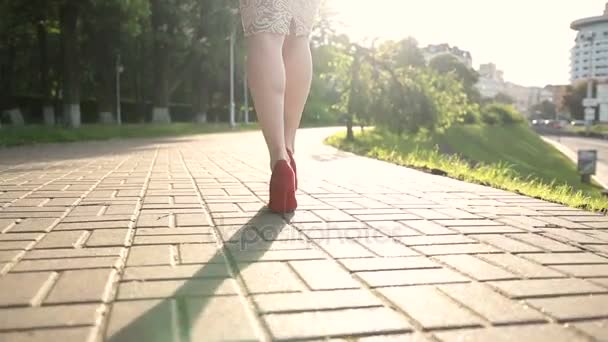 Moderní žena nosit vysoké boty na podpatku - Záběry, video