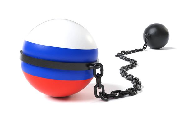 Россия привязана к шару и цепи
 - Фото, изображение