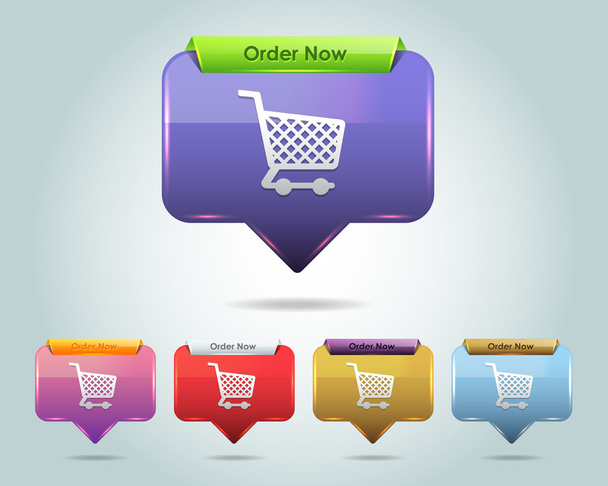 Vector Glossy Shopping basket icon and multicolored - Vector, afbeelding