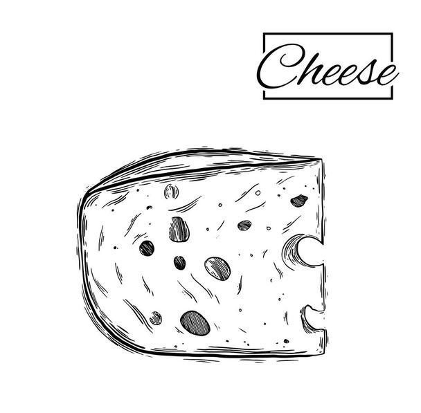 queso haciendo varios tipos de juego de queso de bocetos vectoriales sobre un fondo blanco
 - Vector, Imagen
