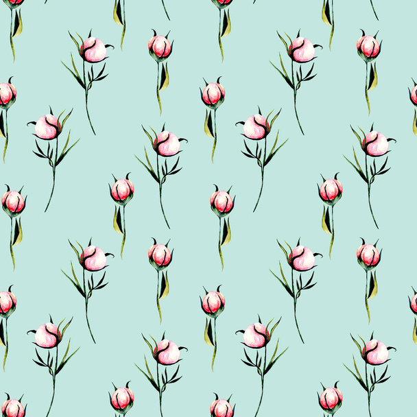 Kwiatowy wzór z różowa piwonia kwiaty pąki - Zdjęcie, obraz