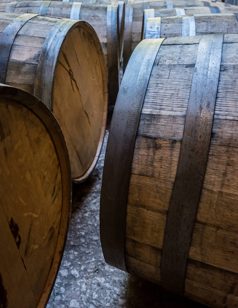 Old Bourbon Barrels Laying on Their Sides - Photo, Image