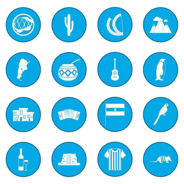 Argentina set icon blue - Вектор, зображення
