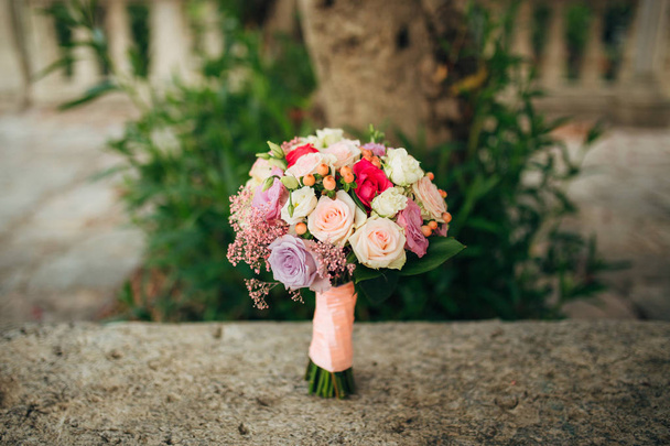 Wedding bouquet on a stone background - Photo, Image