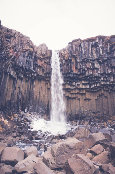 Beautiful famous waterfall in Iceland, winter season . ( Filtere - Photo, image