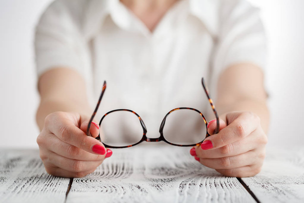 Senior business woman portrait with eyeglasses. - Фото, изображение