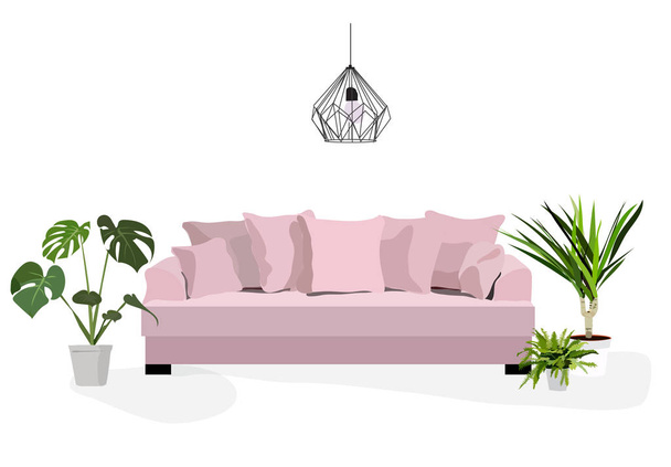 vector living room furniture illustration - Vector, Image