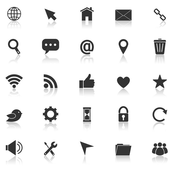 Website icons with reflect on white background - Vettoriali, immagini