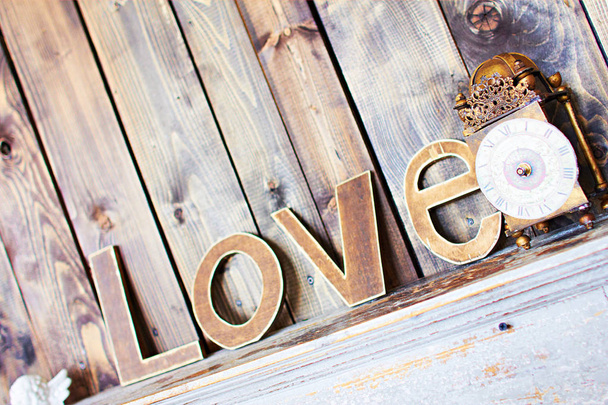 love on wooden background - Foto, Bild