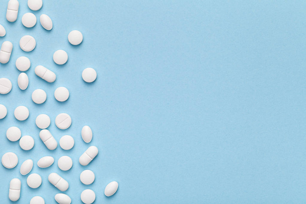 Medical Pills on Blue Background  - Foto, imagen