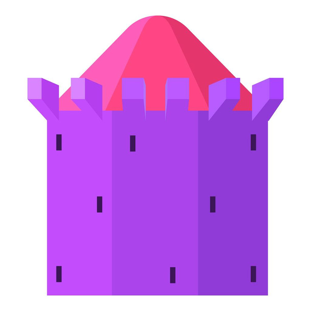 Purple tower with blue roof icon, cartoon style - Wektor, obraz
