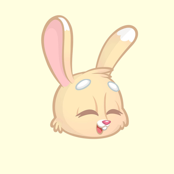 Animal icon element, cartoon rabbit head isolated white background. Vector  illustration of laughing bunny with eyes closed - Vektori, kuva