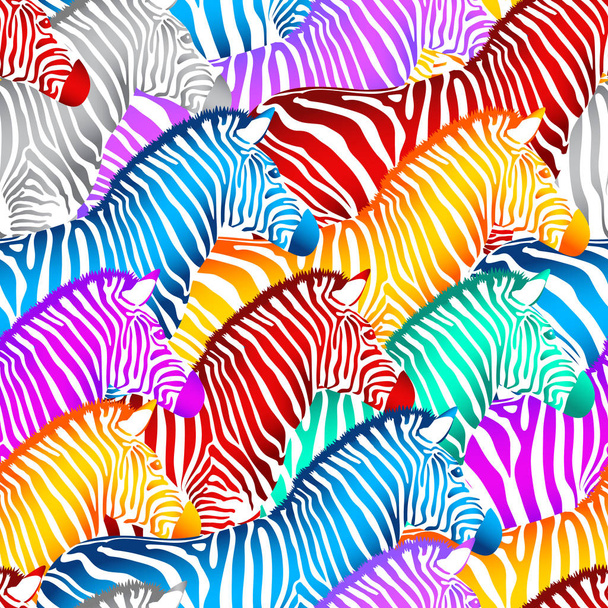 Colorful zebra seamless pattern.  - Vetor, Imagem