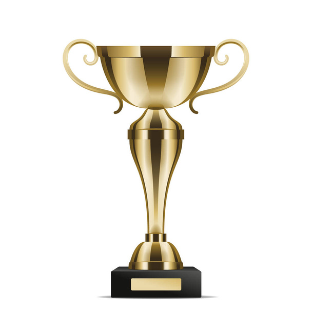 Realistic Golden Trophy Cup Isolated Illustration - Vector, Imagen