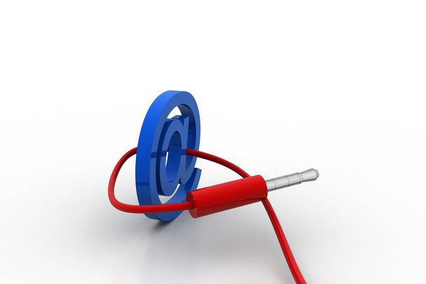 E mail icon connected with cable - Zdjęcie, obraz