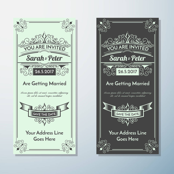 Düğün davetiyesi Vintage el ilanı arka plan tasarım Templat - Vektör, Görsel