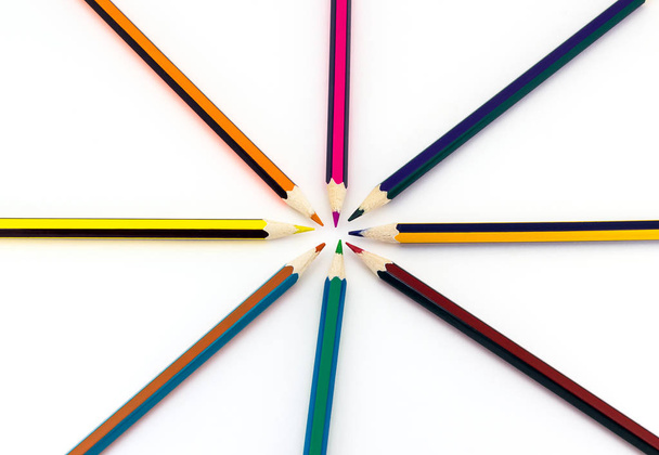 Multicolored pencils isolated on white background - Foto, Bild