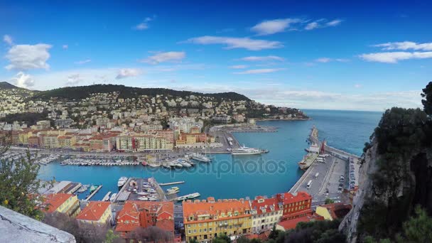 Krásný panoramatický letecký pohled z přístavu v Nice - Záběry, video