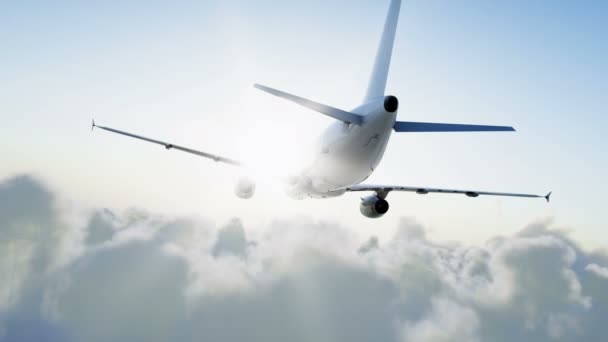 Utas airbus a321 repülő a felhők. Utazási koncepció. Reális 4 k-animáció. - Felvétel, videó