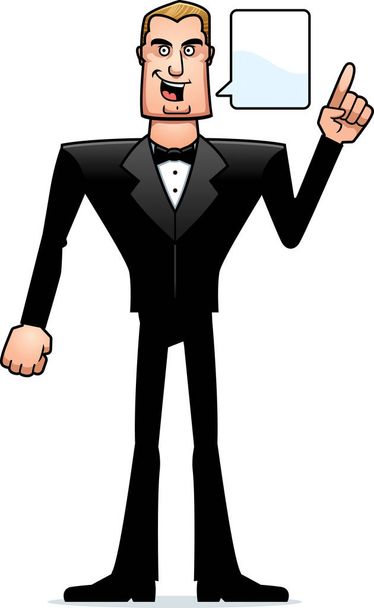 Cartoon Spy in Tuxedo Talking - Vector, Image