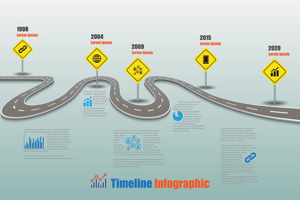 Οδικός Χάρτης Timeline Infographic, εικονογράφηση διάνυσμα - Διάνυσμα, εικόνα