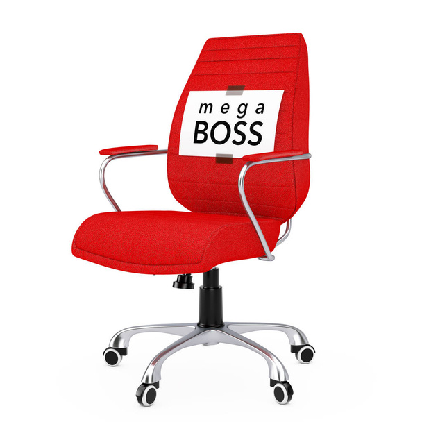 Feuille de papier avec Mega Boss Message sur cuir noir Boss Offic
 - Photo, image