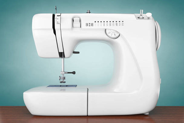 Modern White Sewing Machine. 3d Rendering - Valokuva, kuva