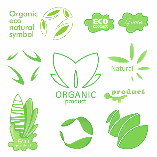 Çiftlik rozet taze organik öğeleri kümesi. Doğal gıda ve içecek, ürünler, Biodinamik Tarım için etiket. Koleksiyon %100 biyolojik, çevre, sağlıklı logosu. Vektör.  - Vektör, Görsel