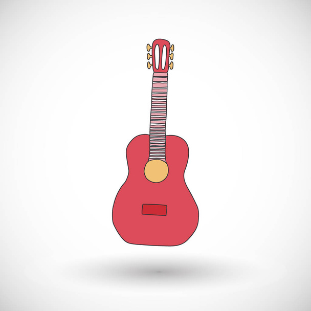 Guitar vector icon with round shadow - Vetor, Imagem