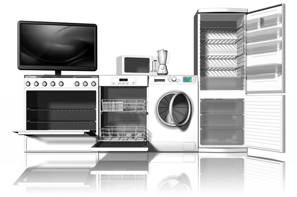  Casa da cozinha Branco - ilustração 3D
 - Foto, Imagem