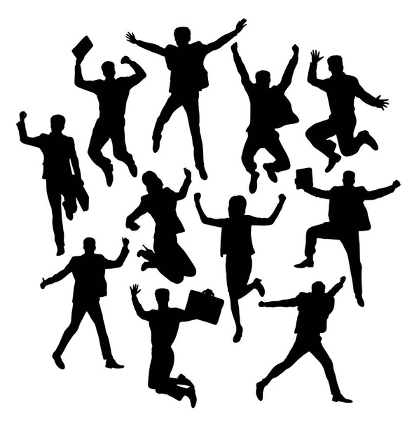 Felices siluetas de actividad empresarial de salto
 - Vector, Imagen