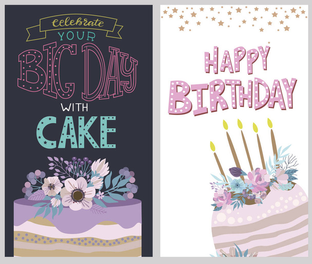 Set of Happy Birthday card  - Vektor, kép