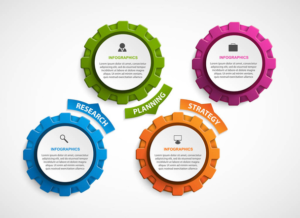 Abstract gears infographic. Design element. Infographics for business presentations or information banner. - Vector, Image