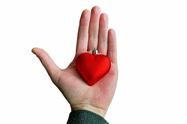 Ręczne trzymanie czerwonego serca - Zdjęcie, obraz