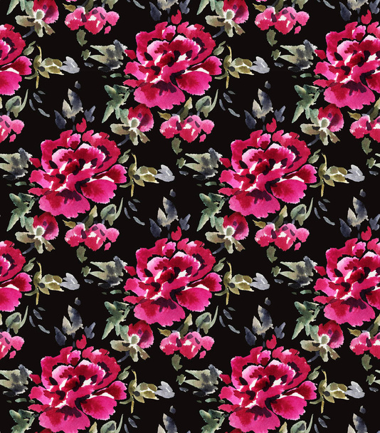 Watercolor flowers pattern - Foto, Imagem