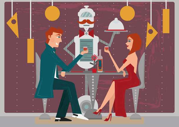 Robot - camarero (concepto
) - Vector, imagen