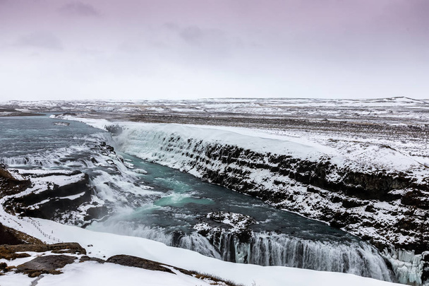 Famous Gullfoss is one of the most beautiful waterfalls on the I - Фото, изображение