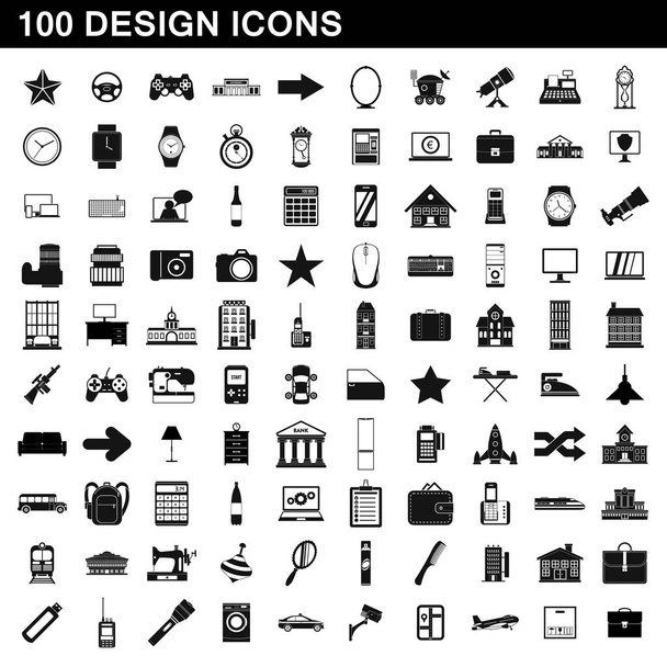zestaw ikon 100 design, prosty styl - Wektor, obraz